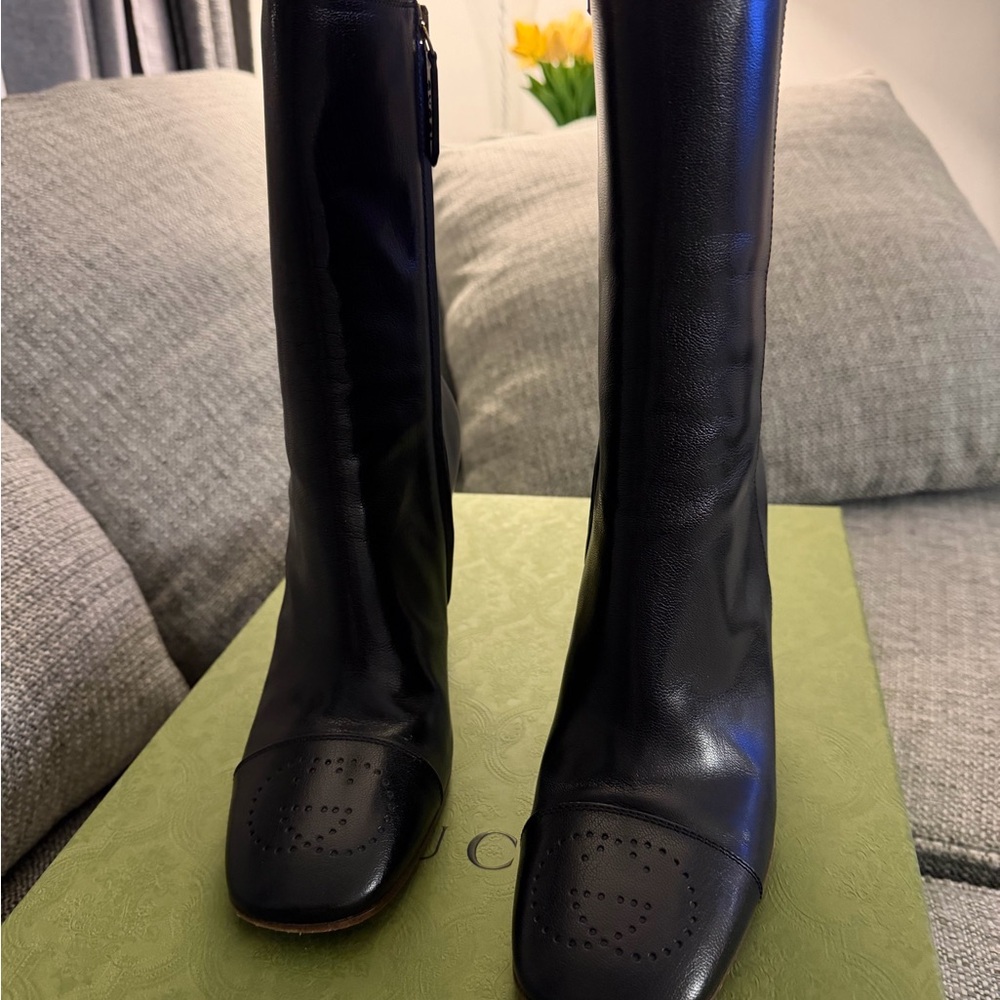 Gucci Black Heeled Leather Boots - Picture 3 of 6